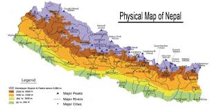 Physical map of Nepal